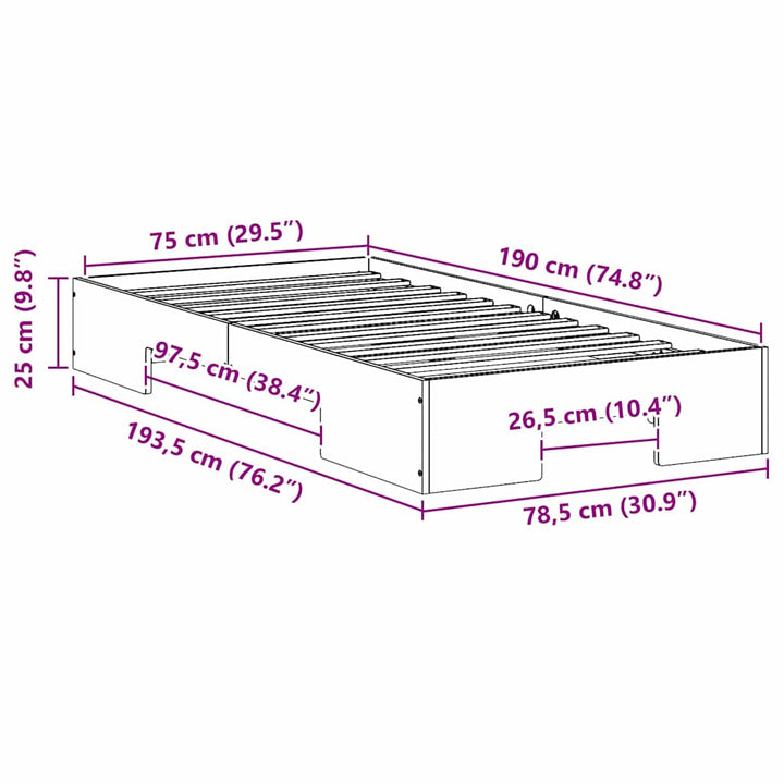 Sengestel Brun 75 x 190 cm