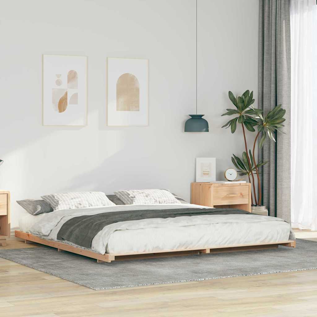 Sengestel Brun 200 x 200 cm Massiv fyrretræ