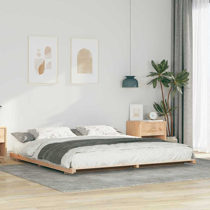 Sengestel Brun 200 x 200 cm Massiv fyrretræ