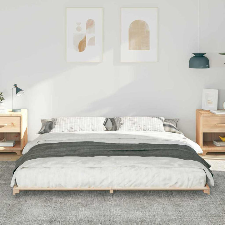 Sengestel Brun 200 x 200 cm Massiv fyrretræ