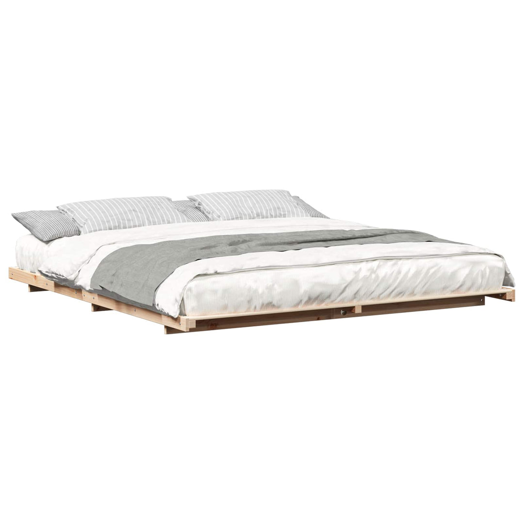 Sengestel Brun 200 x 200 cm Massiv fyrretræ
