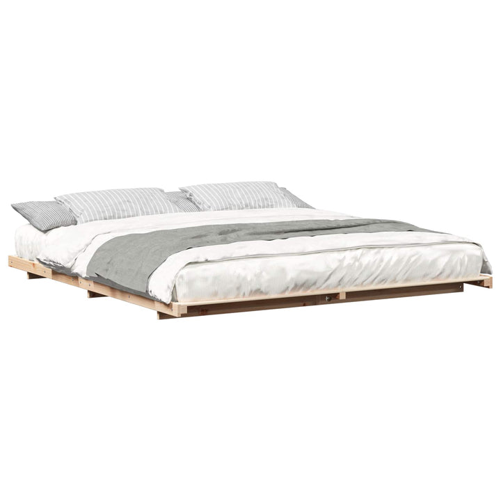 Sengestel Brun 200 x 200 cm Massiv fyrretræ