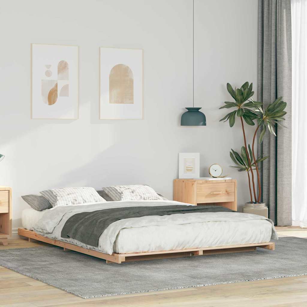 Sengestel Brun 150 x 200 cm Massiv fyrretræ