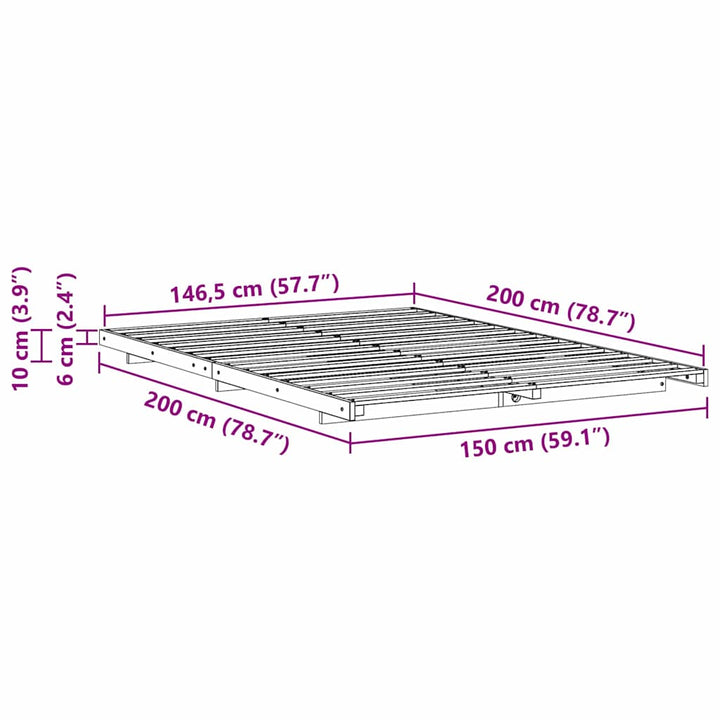 Sengestel Hvid 150 x 200 cm Massiv fyrretræ