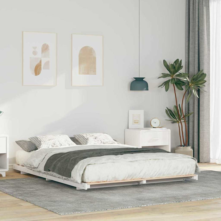 Sengestel Hvid 140 x 200 cm Massiv fyrretræ