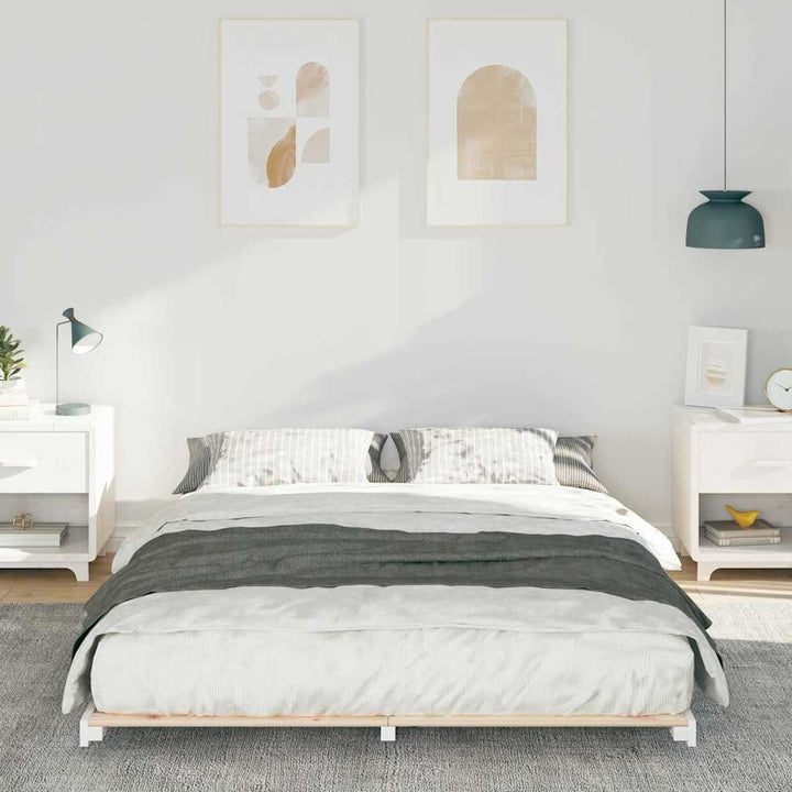 Sengestel Hvid 140 x 200 cm Massiv fyrretræ