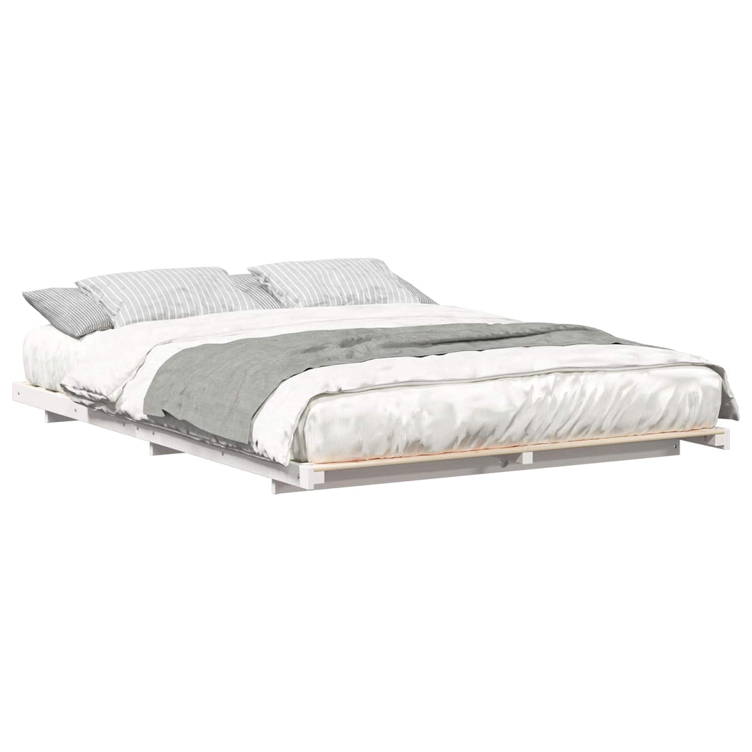Sengestel Hvid 140 x 200 cm Massiv fyrretræ