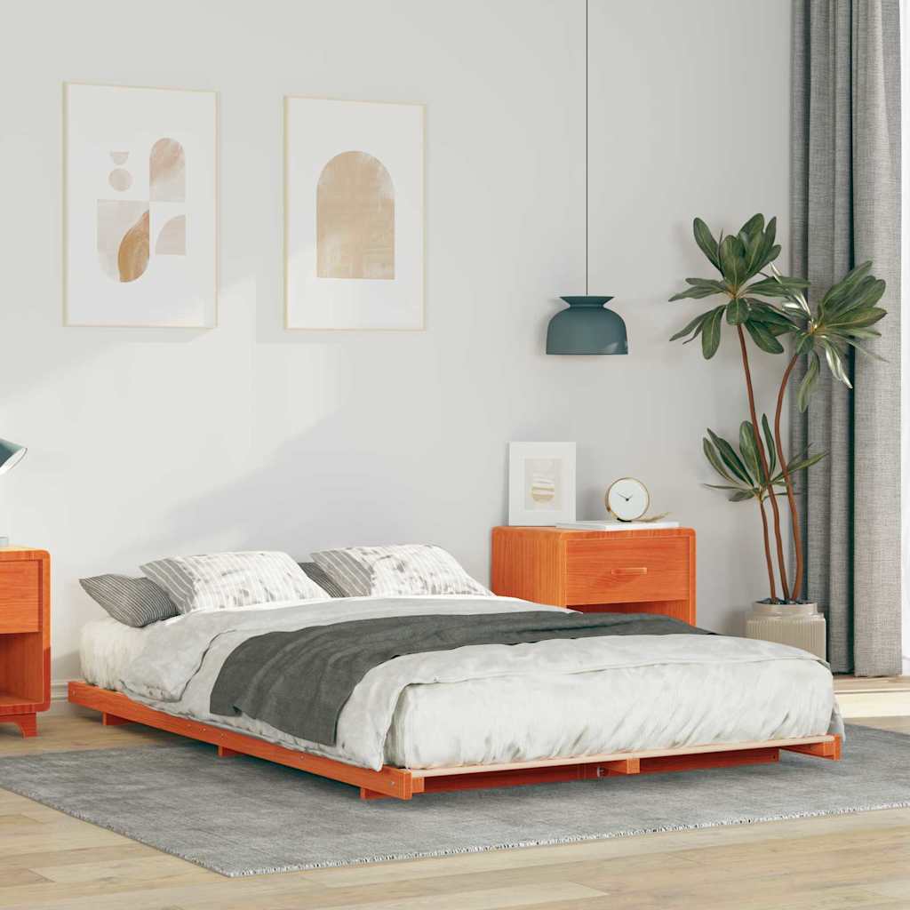 Sengestel Voks brun 140 x 190 cm Massiv fyrretræ