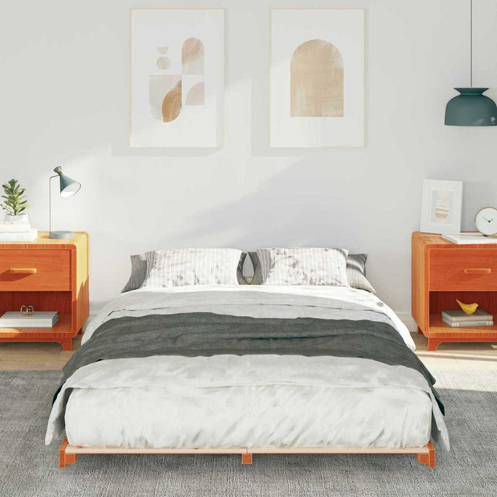 Sengestel Voks brun 140 x 190 cm Massiv fyrretræ