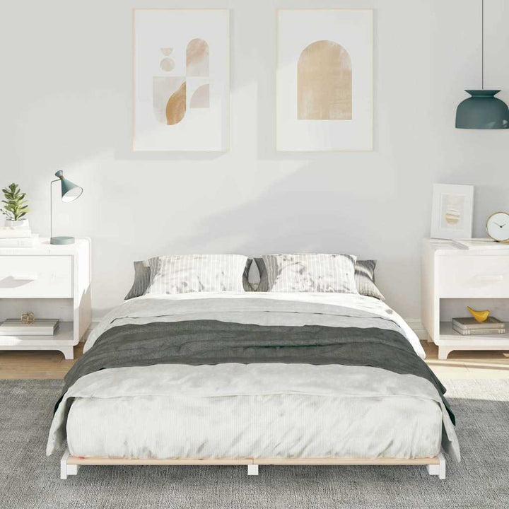 Sengestel Hvid 135 x 190 cm Massiv fyrretræ