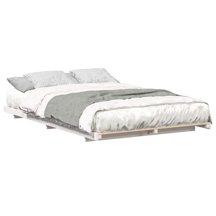 Sengestel Hvid 135 x 190 cm Massiv fyrretræ