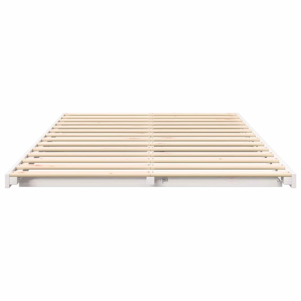 Sengestel Hvid 135 x 190 cm Massiv fyrretræ
