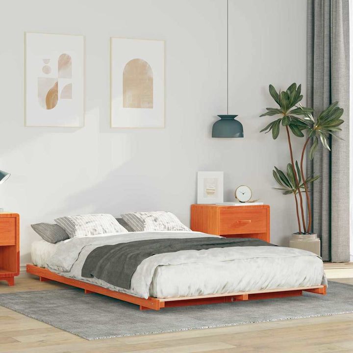 Sengestel Voks brun 135 x 190 cm Massiv fyrretræ