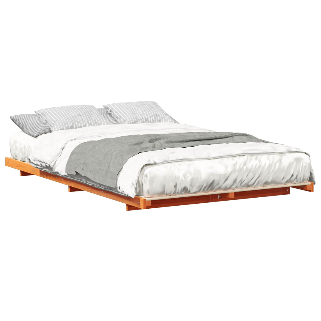 Sengestel Voks brun 135 x 190 cm Massiv fyrretræ
