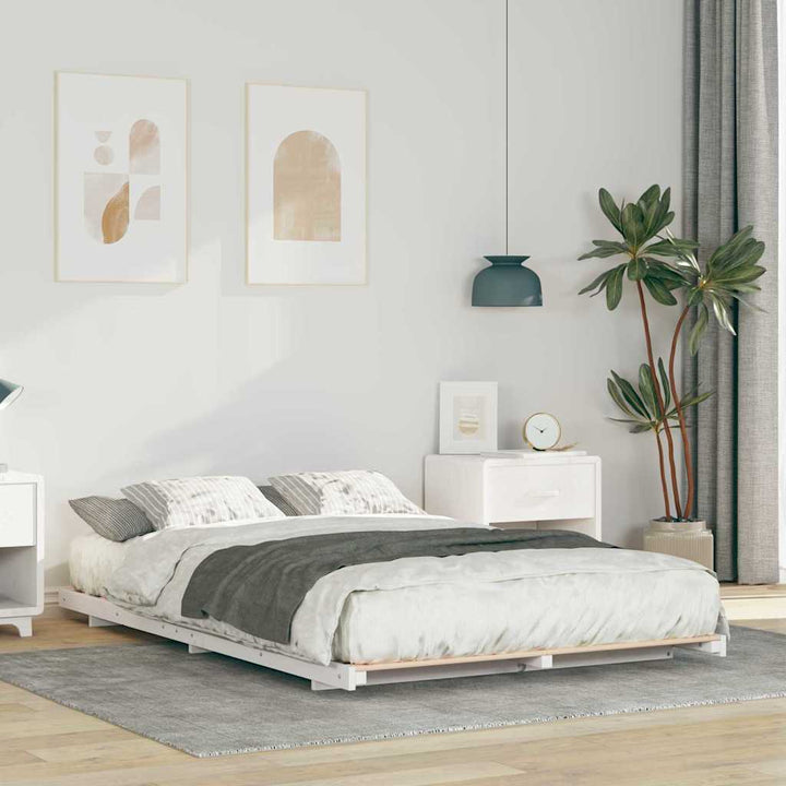 Sengestel Hvid 120 x 190 cm Massiv fyrretræ