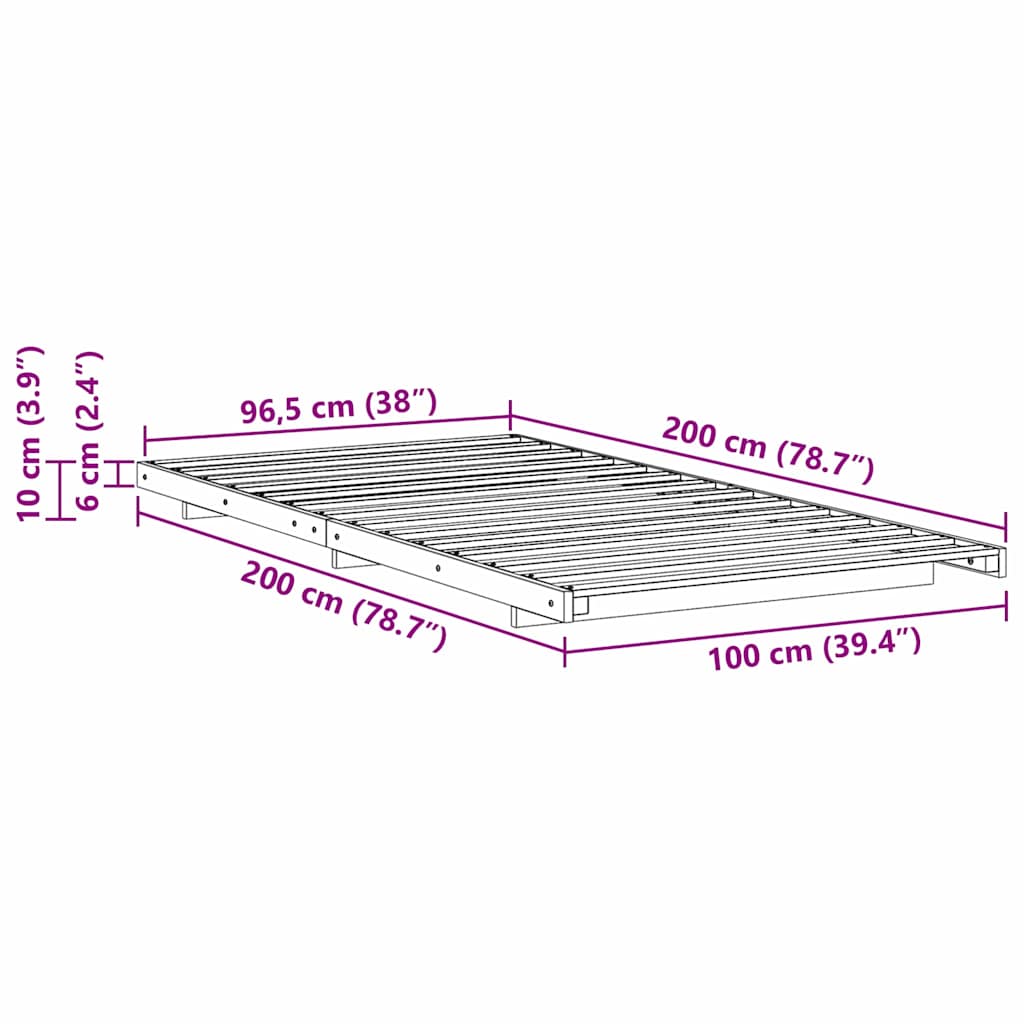 Sengestel Voks brun 100 x 200 cm Massiv fyrretræ