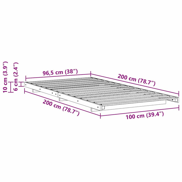 Sengestel Voks brun 100 x 200 cm Massiv fyrretræ