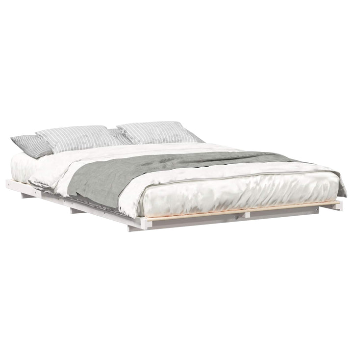 Sengestel Hvid 140 x 210 cm Massiv fyrretræ