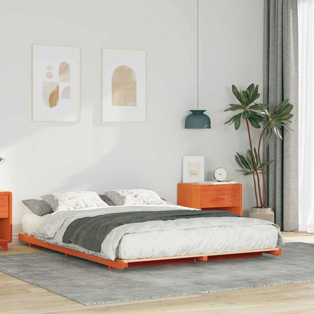 Sengestel Voks brun 140 x 210 cm Massiv fyrretræ