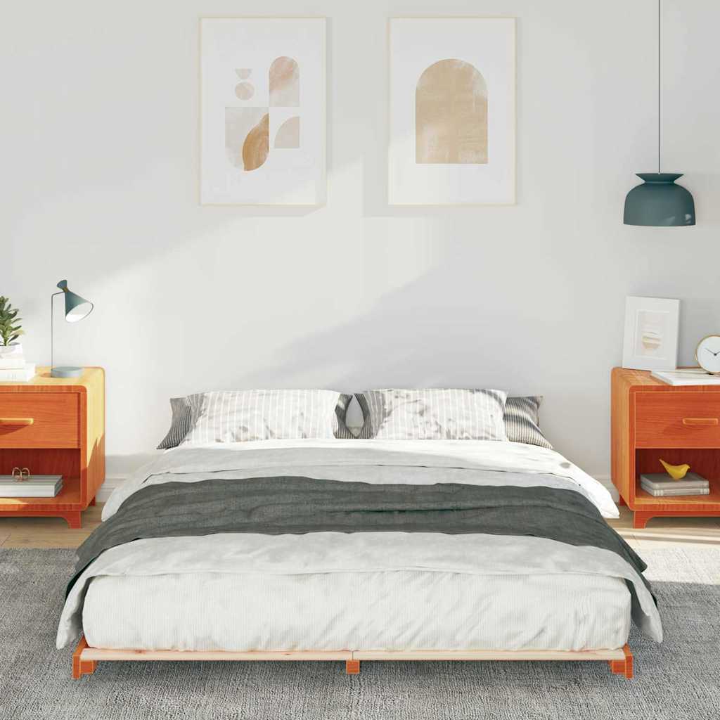 Sengestel Voks brun 140 x 210 cm Massiv fyrretræ