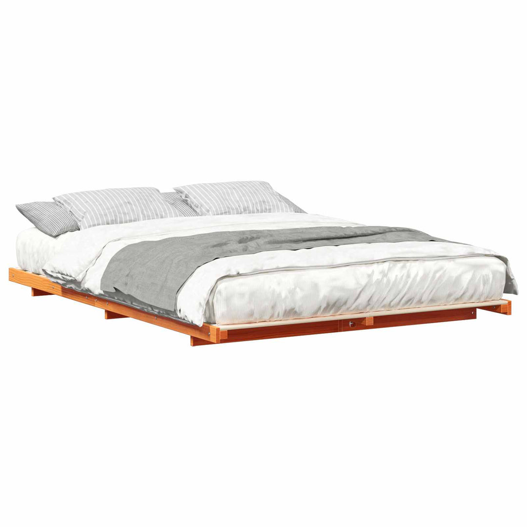 Sengestel Voks brun 140 x 210 cm Massiv fyrretræ