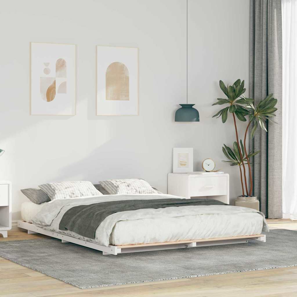 Sengestel Hvid 160 x 210 cm Massiv fyrretræ