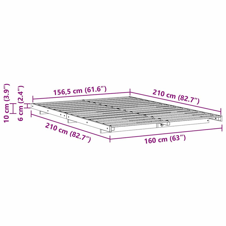 Sengestel Hvid 160 x 210 cm Massiv fyrretræ