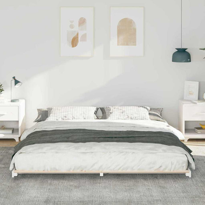 Sengestel Hvid 180 x 210 cm Massiv fyrretræ