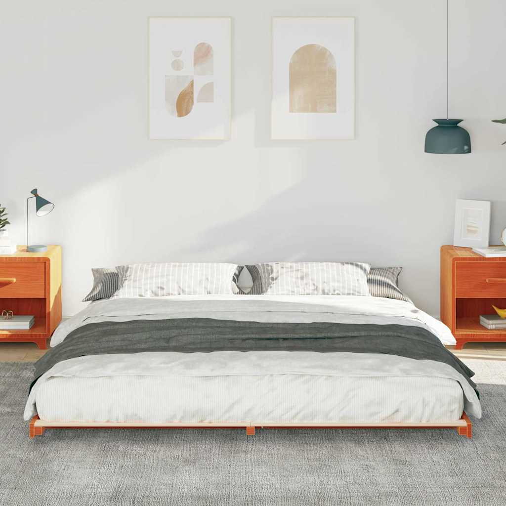 Sengestel Voks brun 180 x 210 cm Massiv fyrretræ
