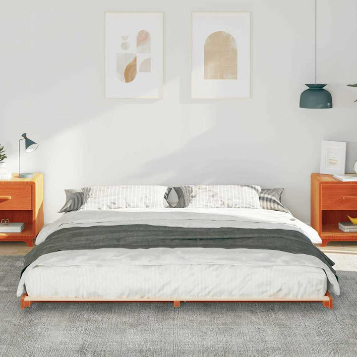 Sengestel Voks brun 200 x 210 cm Massiv fyrretræ