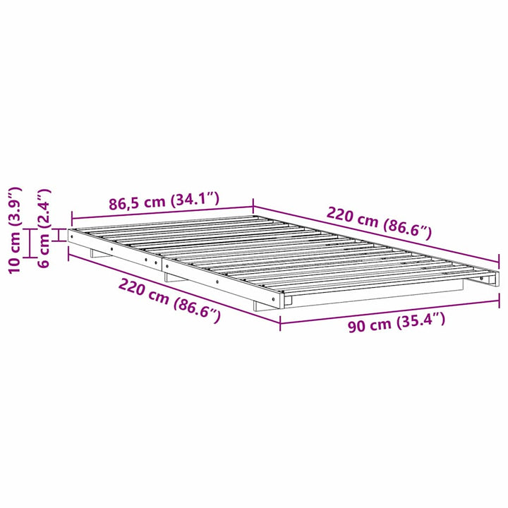 Sengestel Brun 90 x 220 cm Massiv fyrretræ