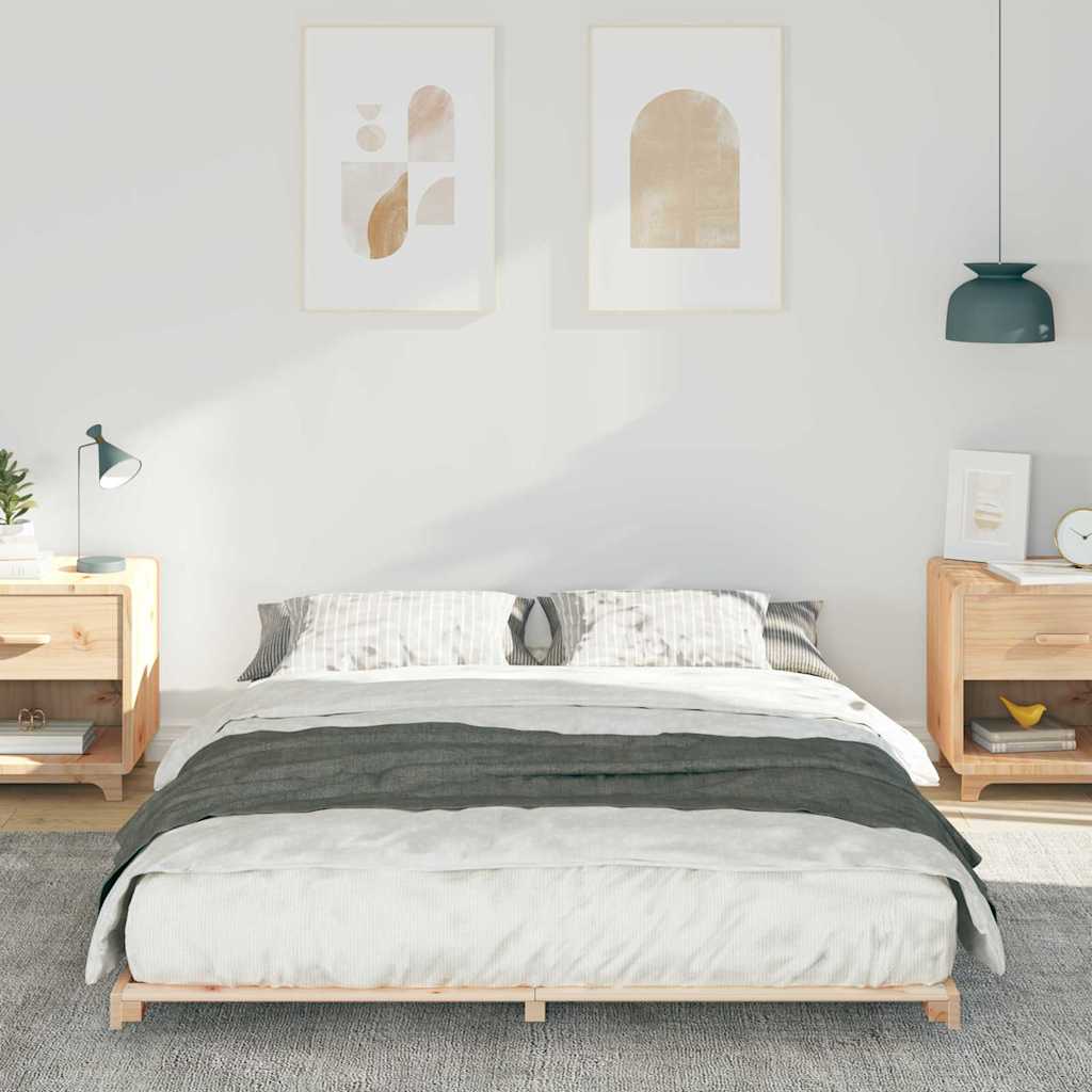 Sengestel Brun 140 x 220 cm Massiv fyrretræ