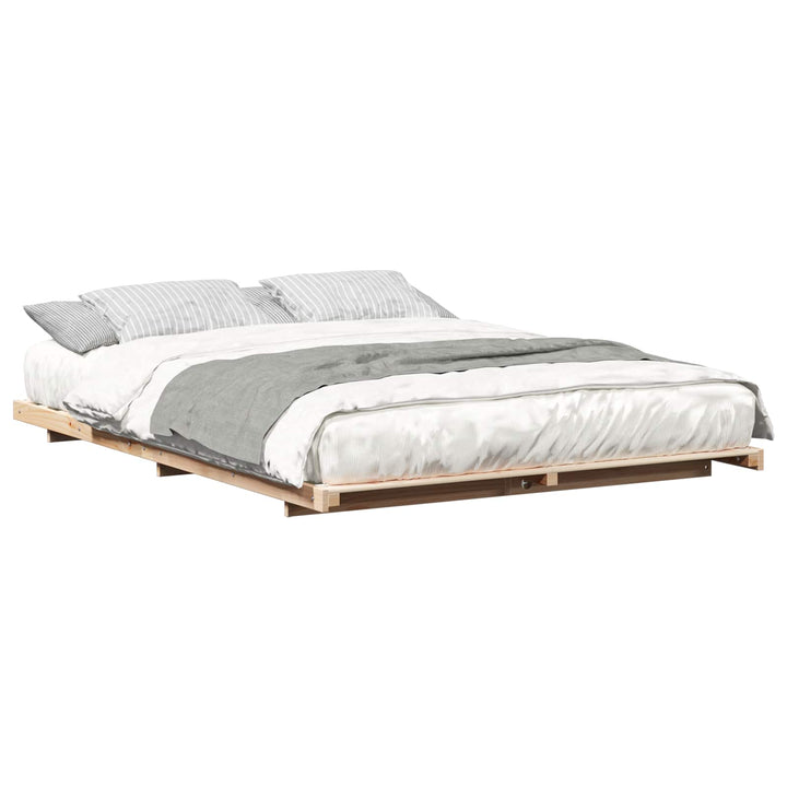Sengestel Brun 140 x 220 cm Massiv fyrretræ