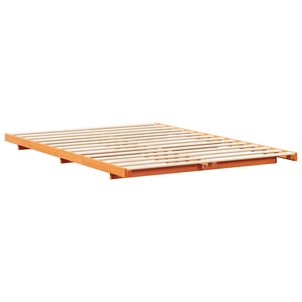 Sengestel Voks brun 140 x 220 cm Massiv fyrretræ