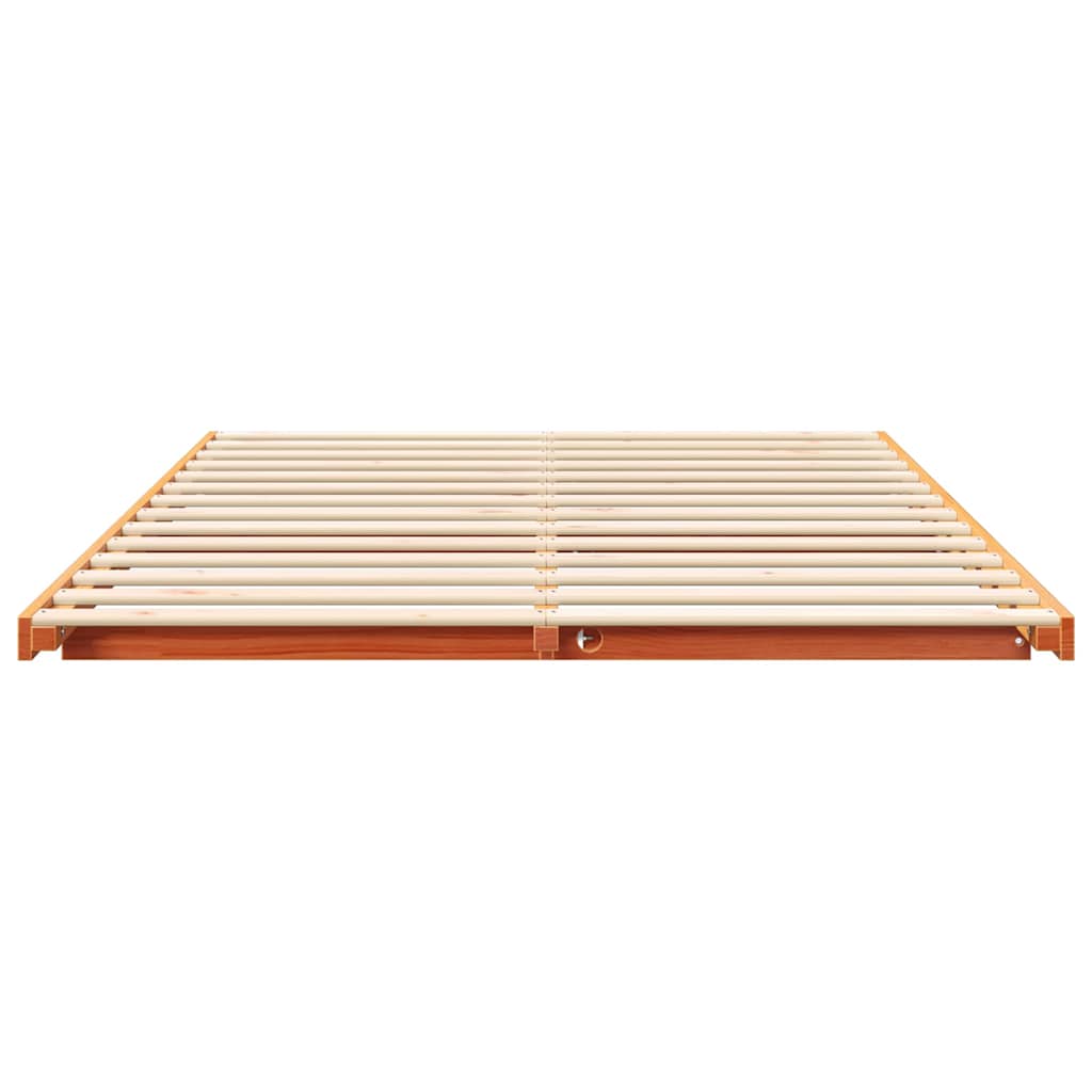 Sengestel Voks brun 140 x 220 cm Massiv fyrretræ