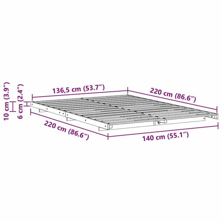 Sengestel Voks brun 140 x 220 cm Massiv fyrretræ