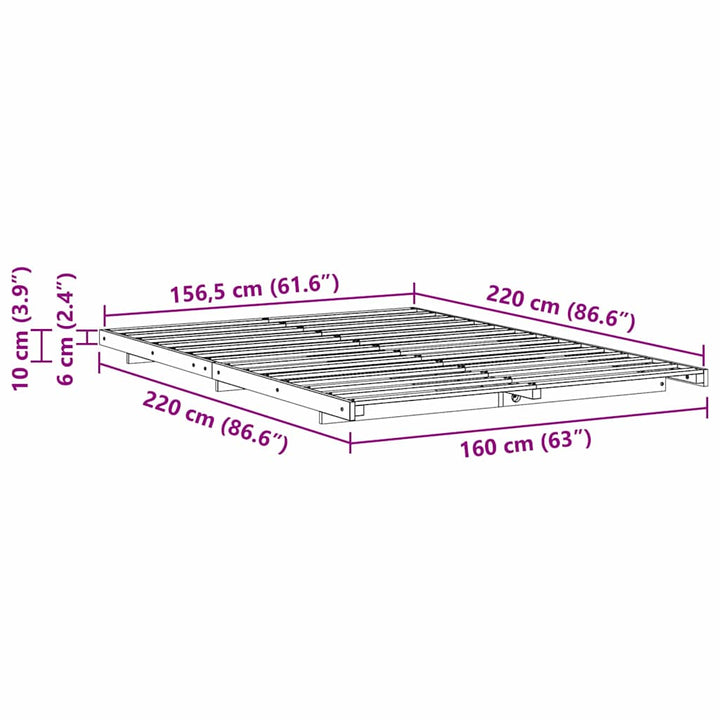 Sengestel Hvid 160 x 220 cm Massiv fyrretræ