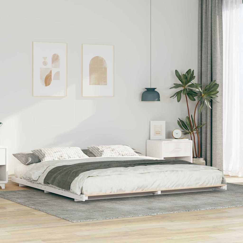 Sengestel Hvid 180 x 220 cm Massiv fyrretræ