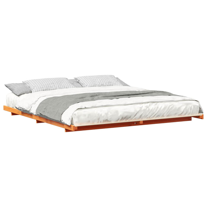 Sengestel Voks brun 200 x 220 cm Massiv fyrretræ