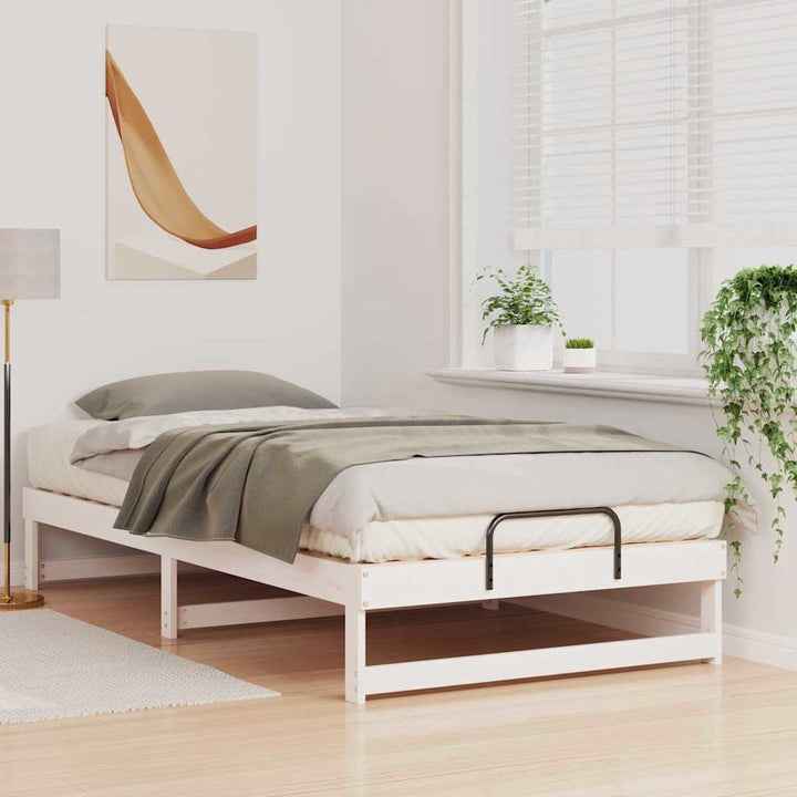 Sengestel Hvid 100 x 200 cm Massiv fyrretræ