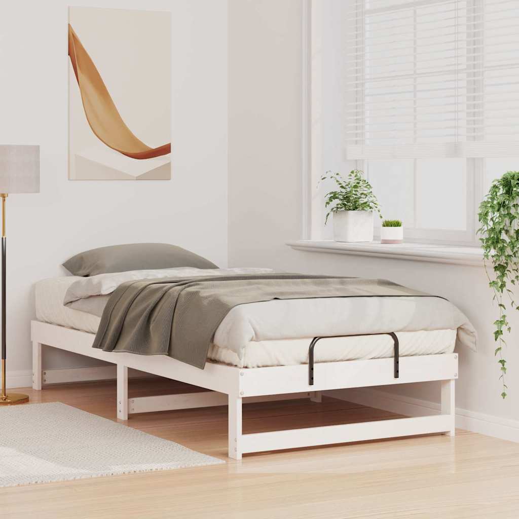 Sengestel Hvid 90 x 200 cm Massiv fyrretræ