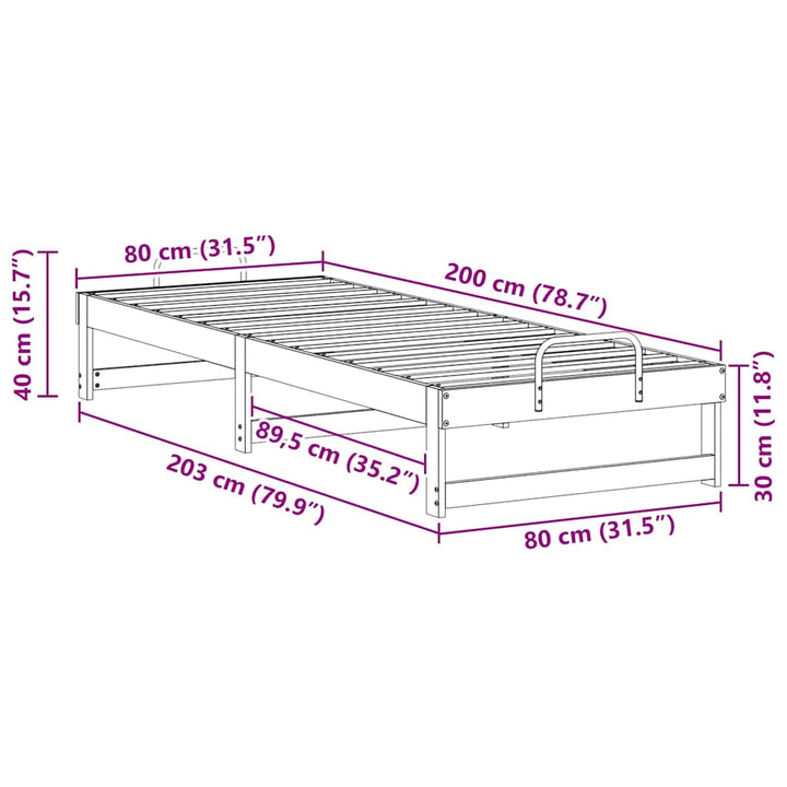 Sengestel Brun 80 x 200 cm Massiv fyrretræ