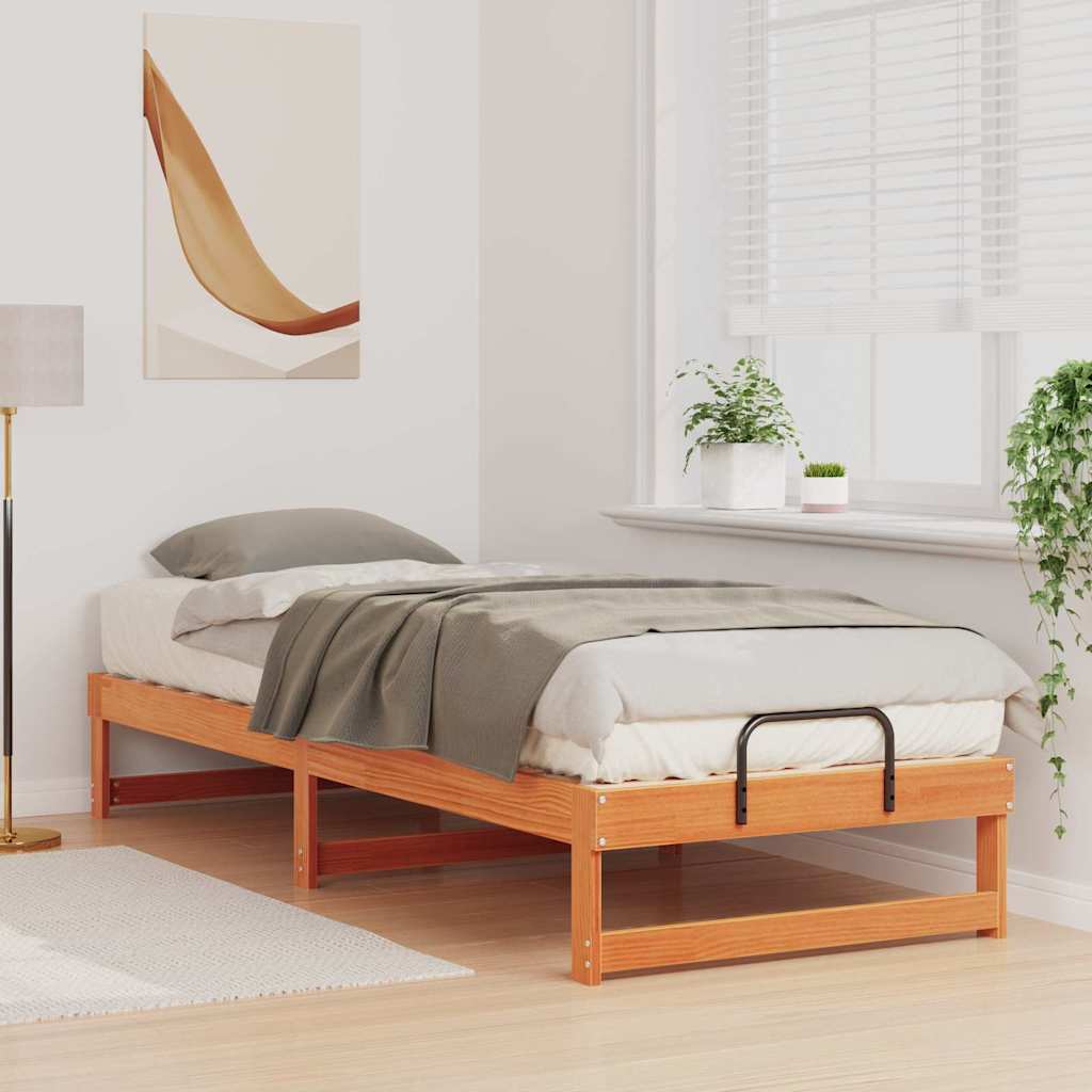 Sengestel Brun 90 x 210 cm Massiv fyrretræ