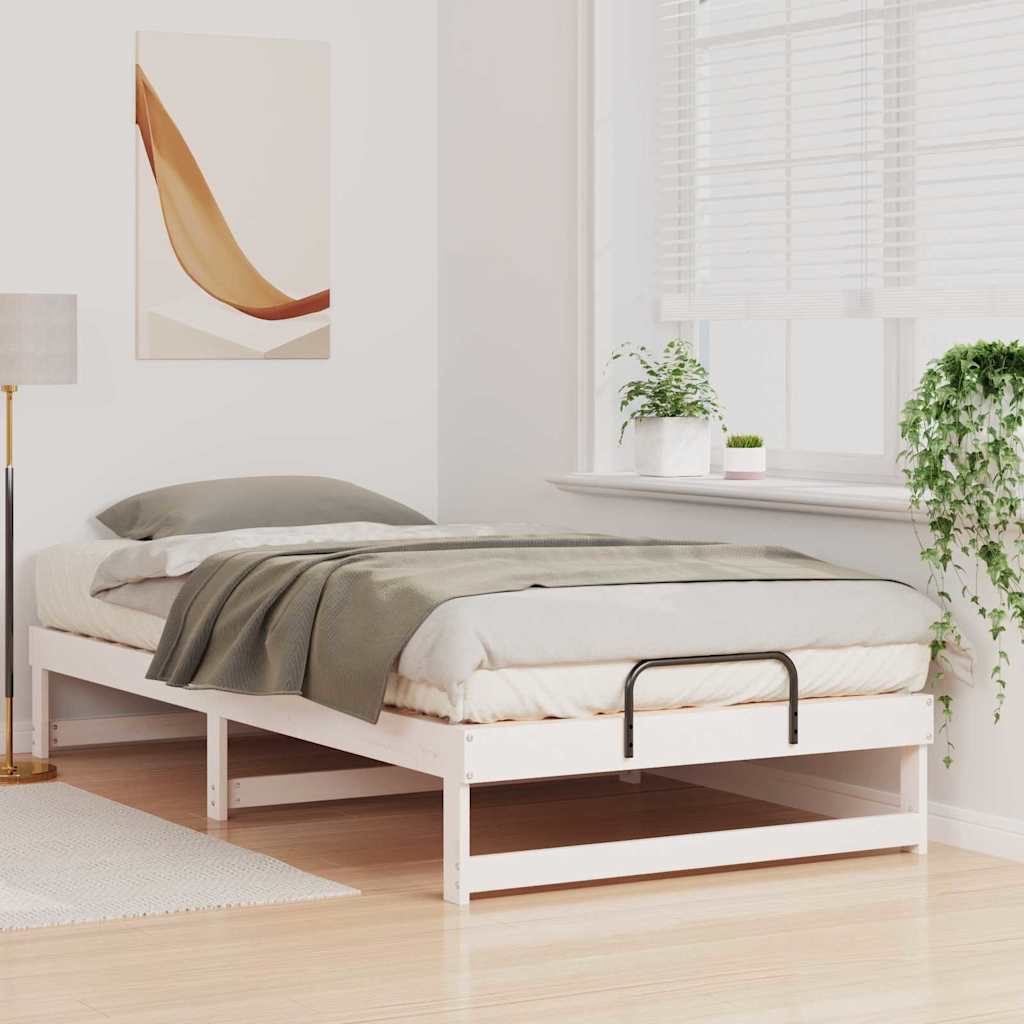 Sengestel Hvid 100 x 210 cm Massiv fyrretræ