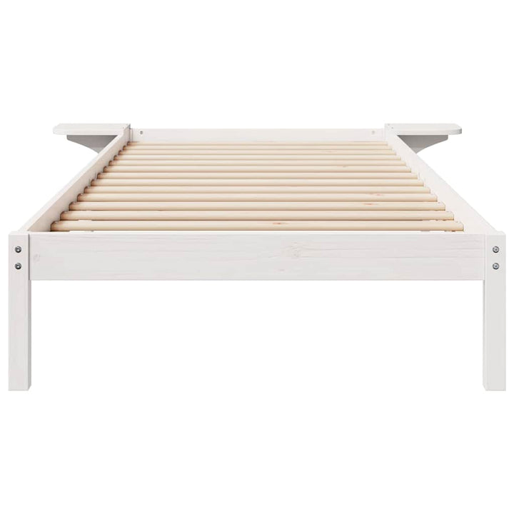 Sengestel med sideborde Hvid 80 x 210 cm Massiv fyrretræ