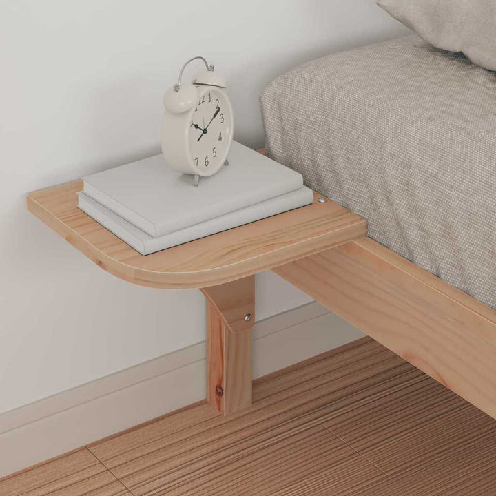 Sengestel med sideborde Naturfarvet 90 x 210 cm Massiv fyrretræ