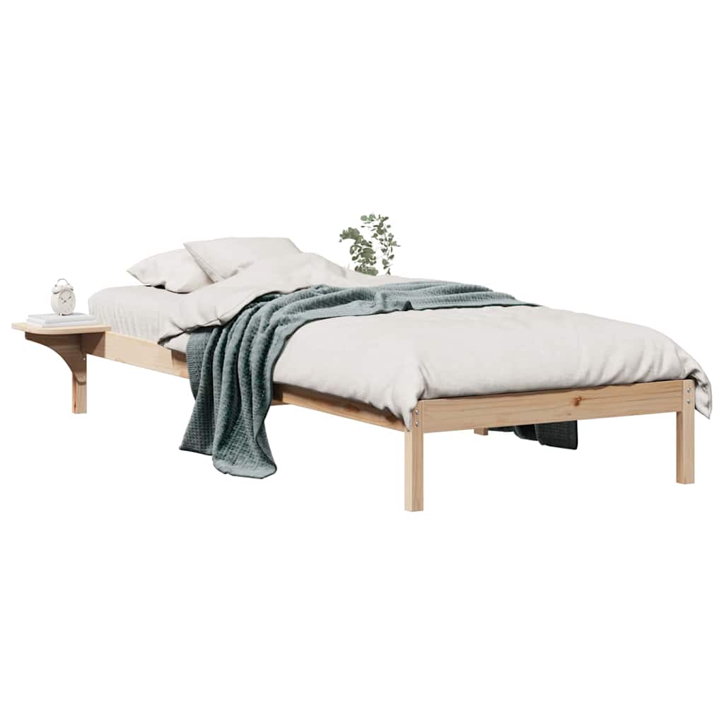 Sengestel med sideborde Naturfarvet 100 x 210 cm