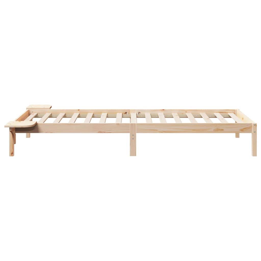Sengestel med sideborde Naturfarvet 100 x 210 cm