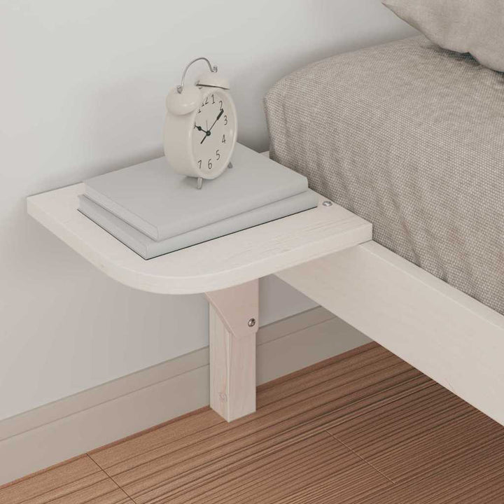 Sengestel med sideborde Hvid 100 x 210 cm Massiv fyrretræ