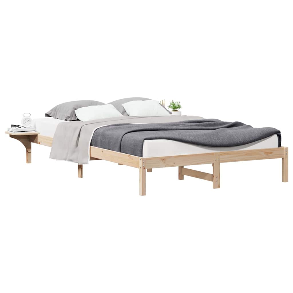 Sengestel med sideborde Naturfarvet 160 x 210 cm
